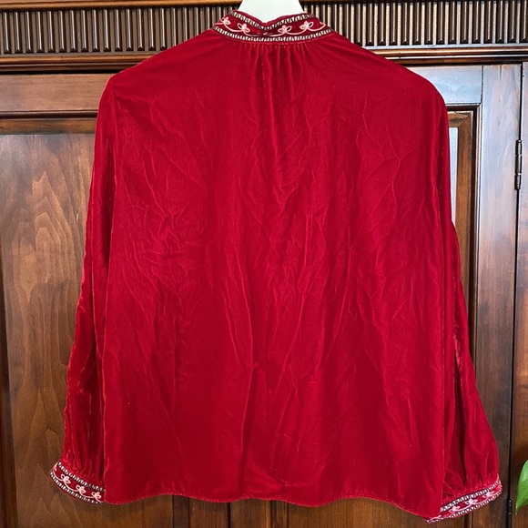 Zara woman Red Velvet embroidered tunic Opulent Holiday - Picture 3 of 14